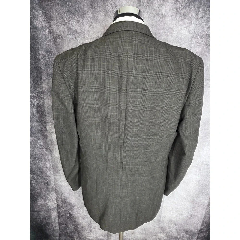Stafford Blazer Mens 44L Brown Glenplaid Sports Coat Jacket 3‎ Buttons Wool